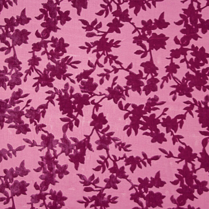 Devoré floral fúcsia sobre chiffon - Ribes y Casals