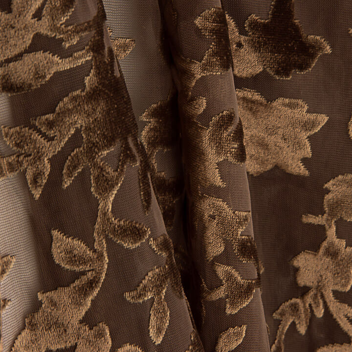 Devoré floral em tons de castanho sobre chiffon - Ribes y Casals