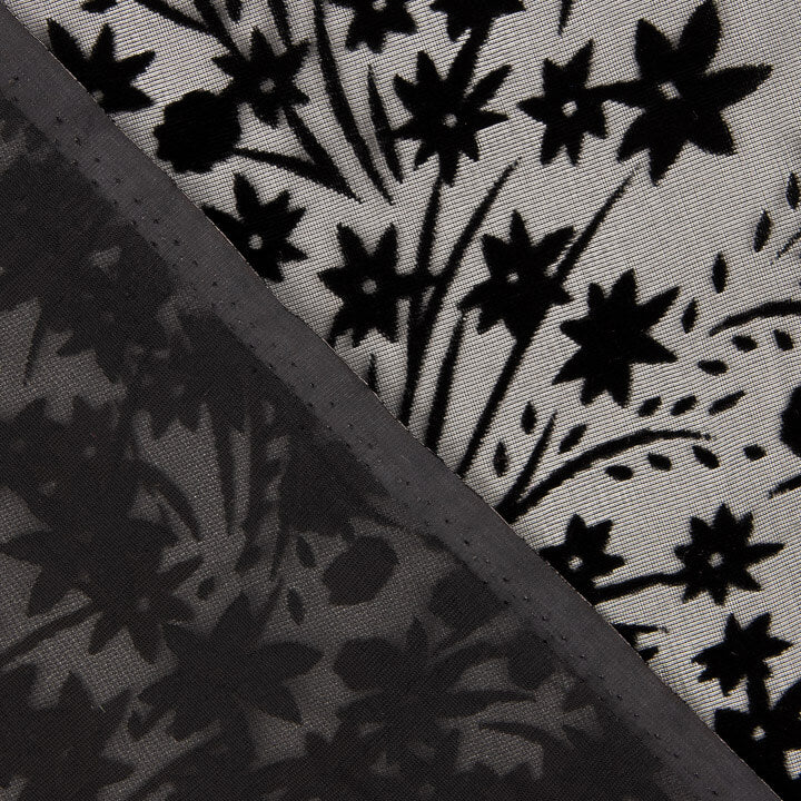 Devoré Floral Preto sobre Chiffon - Ribes y Casals