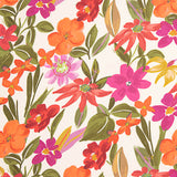 Viscose estampada com flores em fúcsia e laranja - Ribes y Casals
