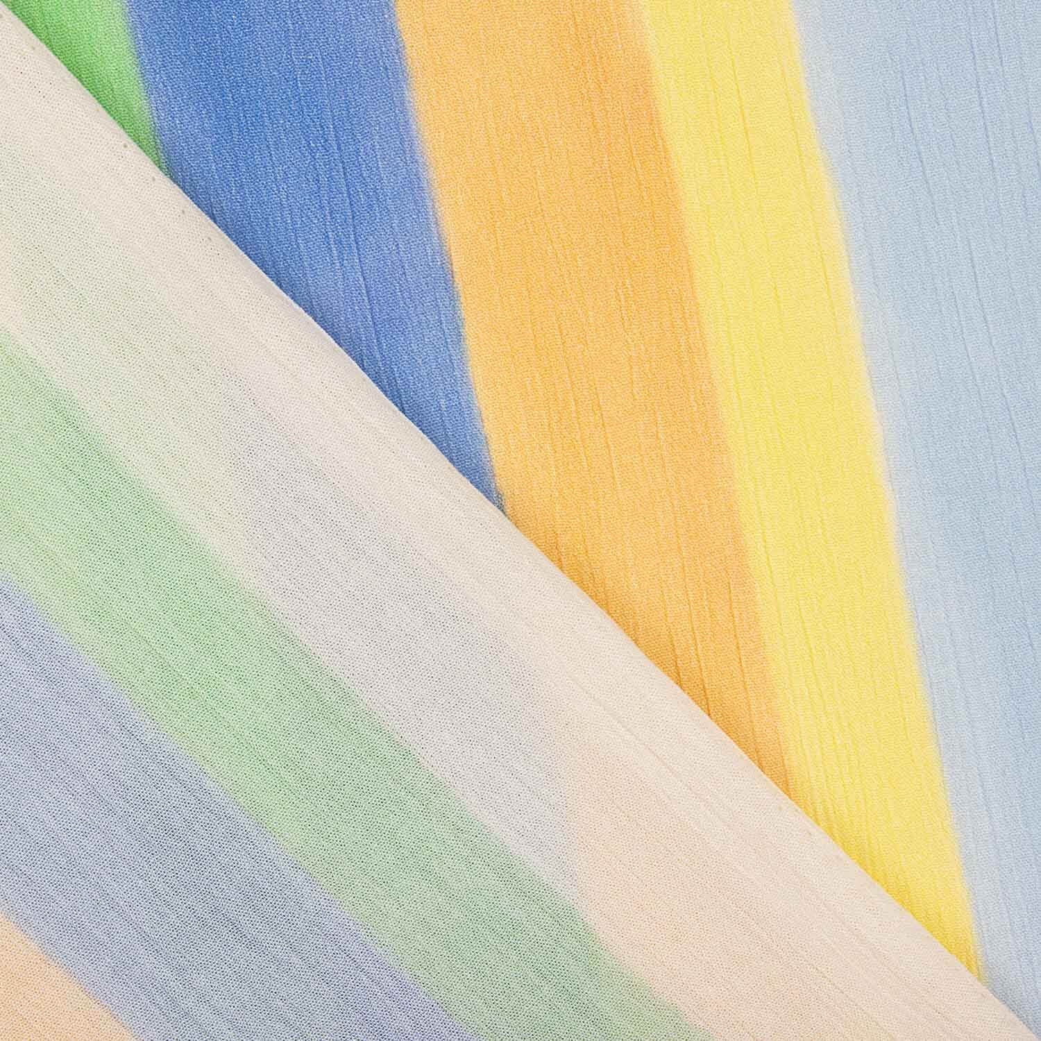 Viscose Bambula Estampada com Riscas Multicoloridas Fresca - Ribes y Casals