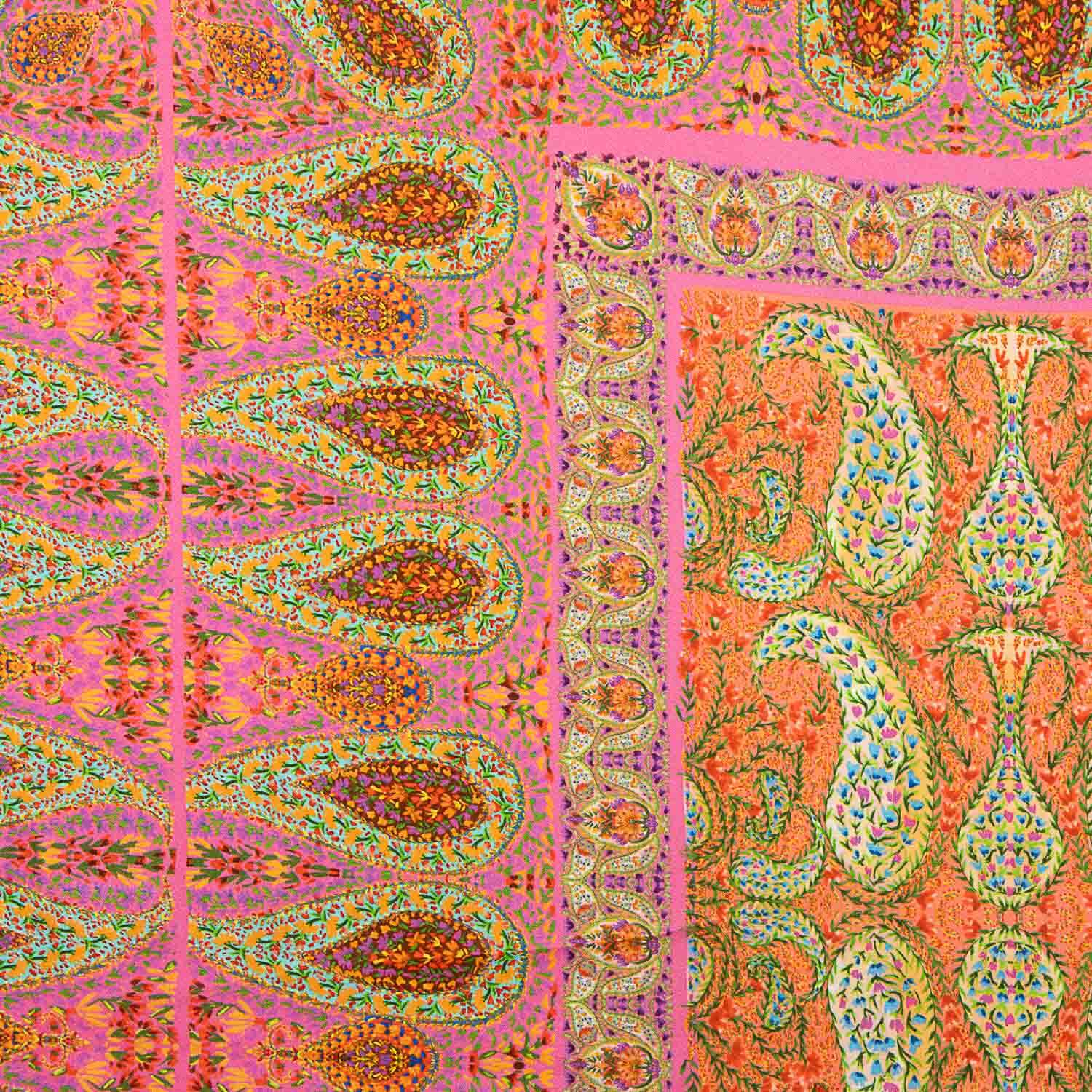 Retalho de crepe de viscose estampado com padrão paisley boho fúcsia - Várias medidas x largura de 140 cm - Ribes y Casals