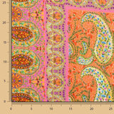 Retalho de crepe de viscose estampado com padrão paisley boho fúcsia - Várias medidas x largura de 140 cm - Ribes y Casals