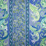 Viscose rústica estampada com padrão de caxemira azul e verde - Ribes y Casals