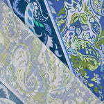 Viscose rústica estampada com padrão de caxemira azul e verde - Ribes y Casals