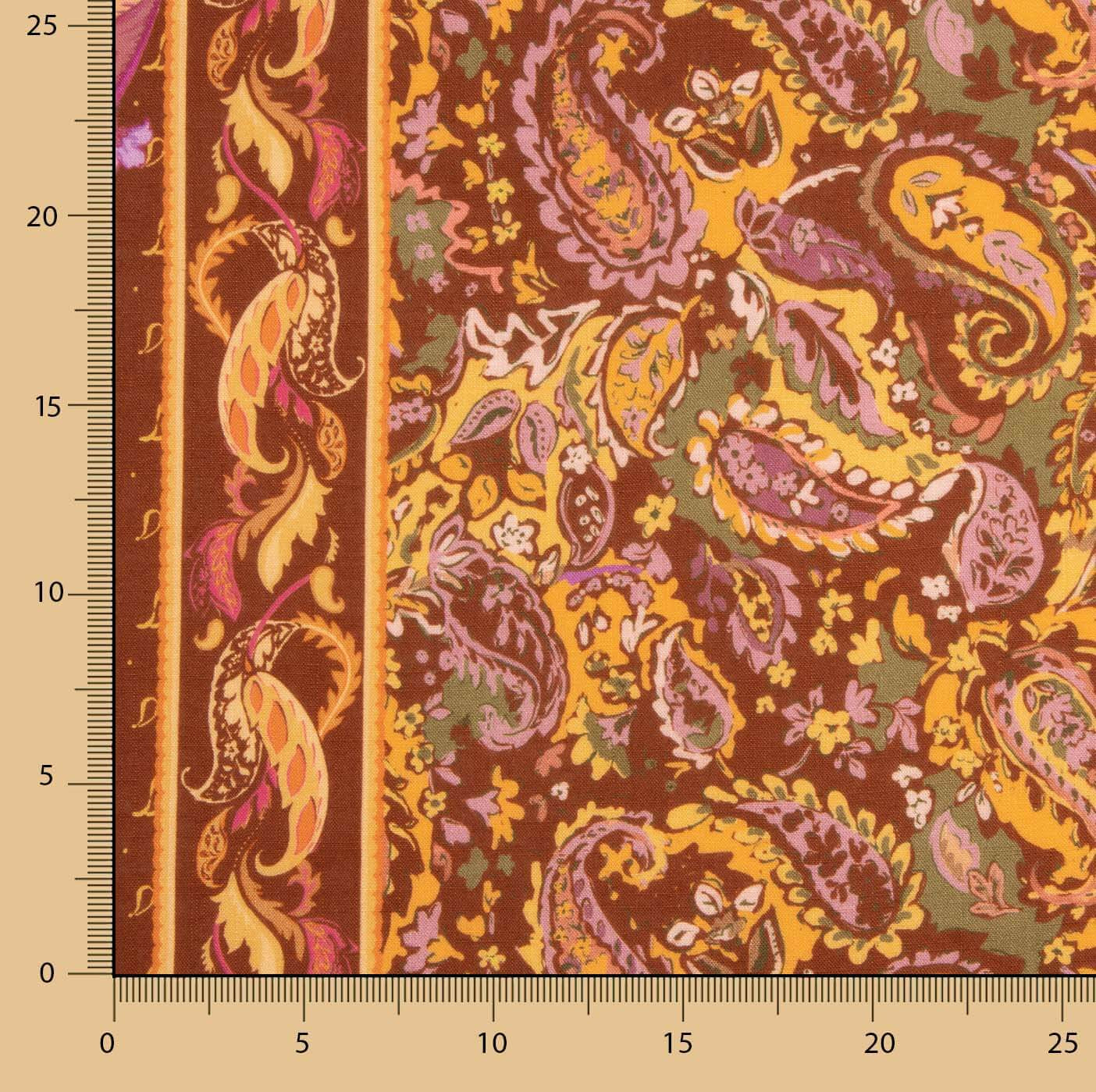 Viscose rústica estampada com padrão «Cachemir Teja» - Ribes y Casals