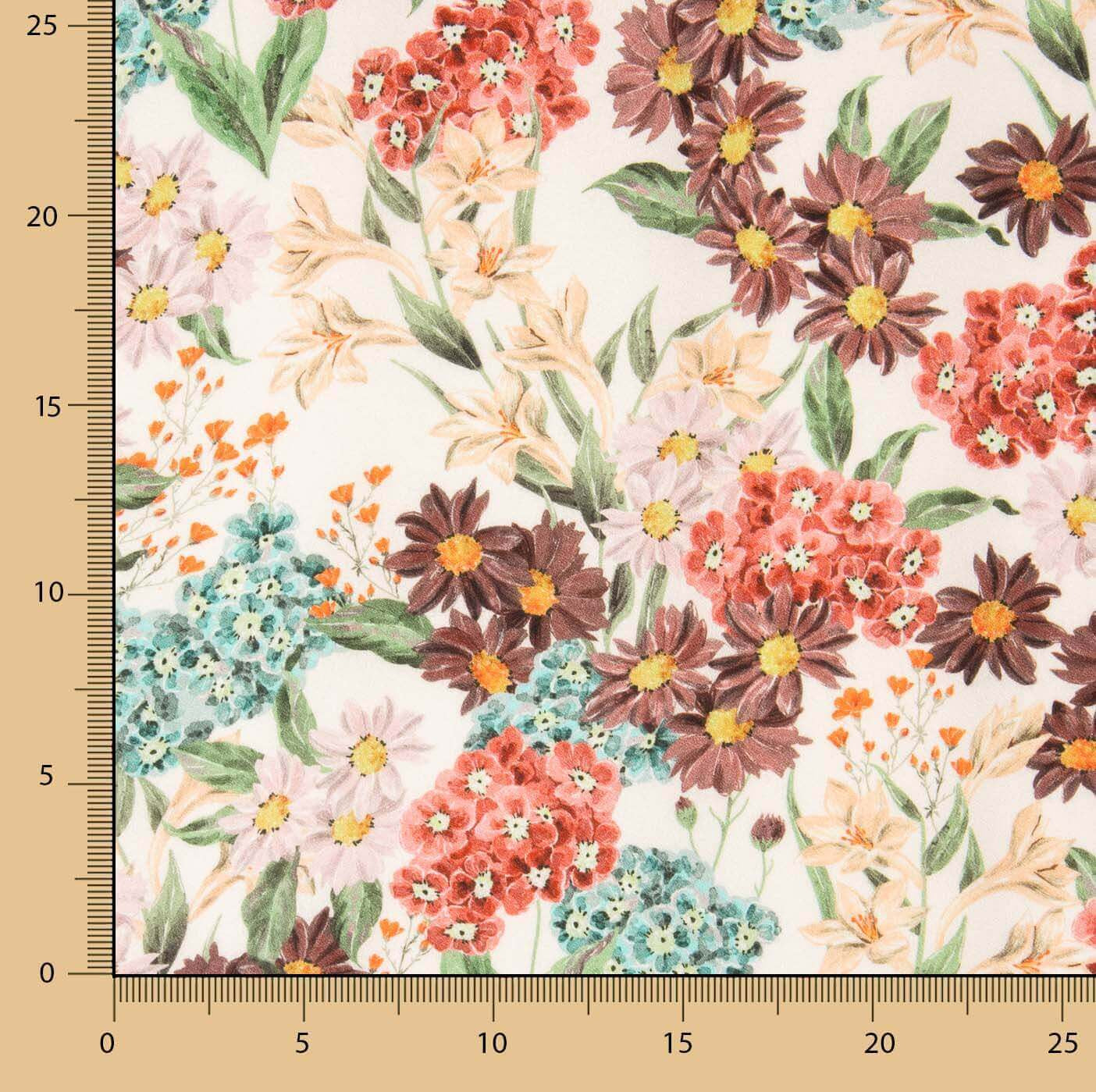 Viscose crepe estampada com flores em aquarela - Ribes y Casals
