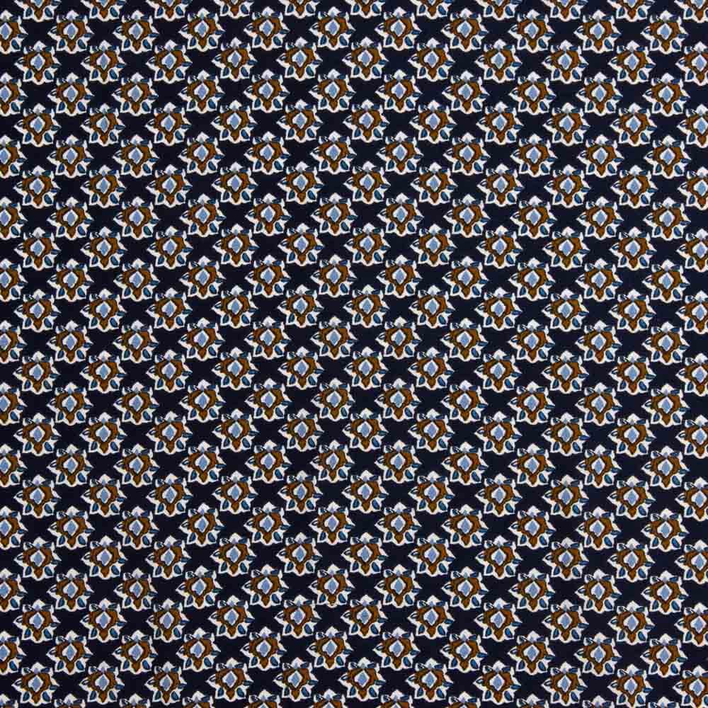 Viscose estampada com pequenas flores em azul-marinho - Ribes y Casals