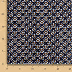 Viscose estampada com pequenas flores em azul-marinho - Ribes y Casals