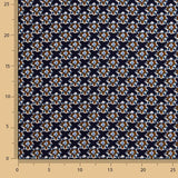 Viscose estampada com pequenas flores em azul-marinho - Ribes y Casals