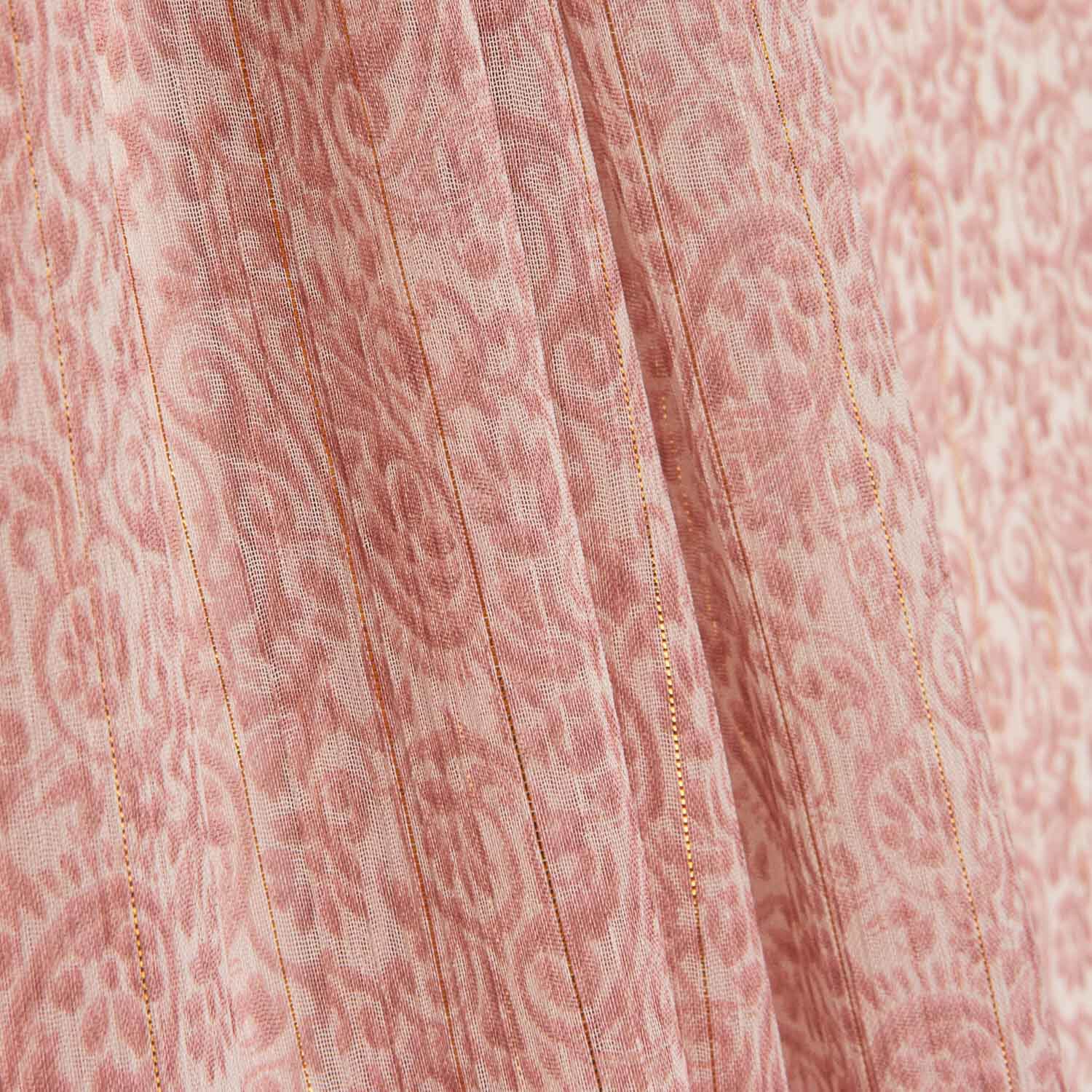Gaze de poliéster com lurex estampada em rosa caxemira - Ribes y Casals