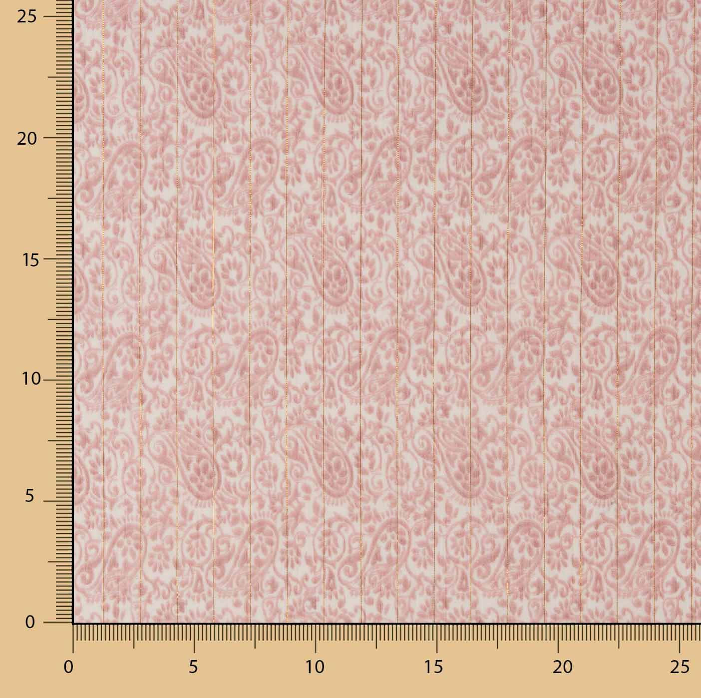Gaze de poliéster com lurex estampada em rosa caxemira - Ribes y Casals