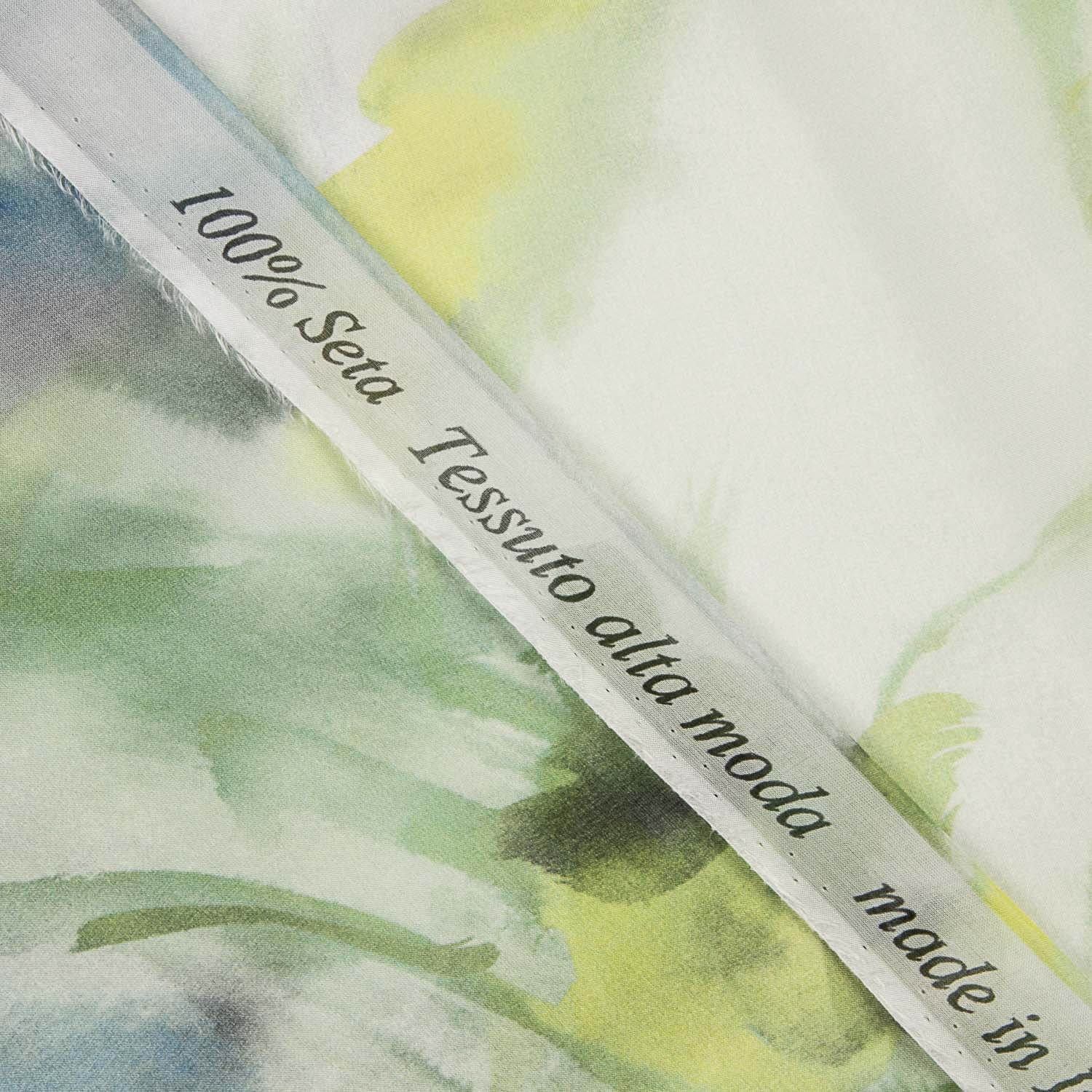 Gaze de seda natural Jardim Aquarela Verde - Ribes y Casals