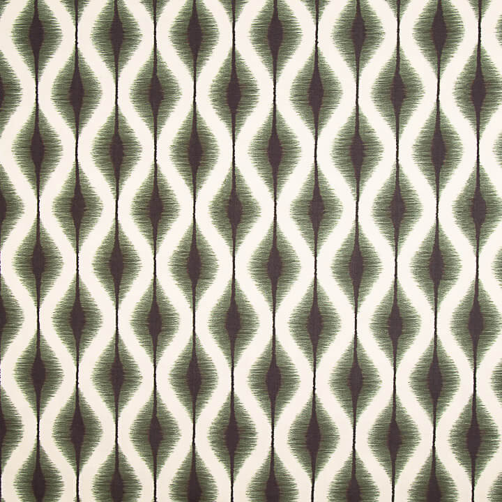 Loneta com efeito de tecido de linho, padrão Ikat étnico, verde - Ribes y Casals