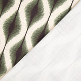Loneta com efeito de tecido de linho, padrão Ikat étnico, verde - Ribes y Casals