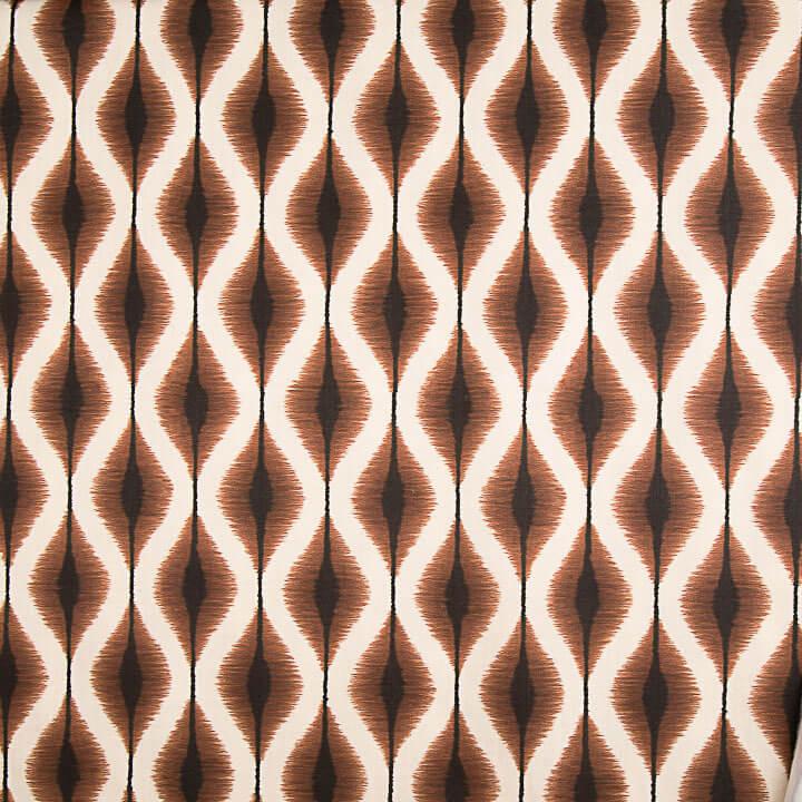 Loneta com efeito de tecido de linho, padrão Ikat étnico, terracota - Ribes y Casals