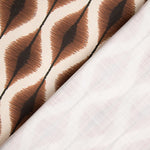 Loneta com efeito de tecido de linho, padrão Ikat étnico, terracota - Ribes y Casals