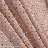 Tecido elástico com strass prateado iridescente rosa maquilhagem - Ribes y Casals
