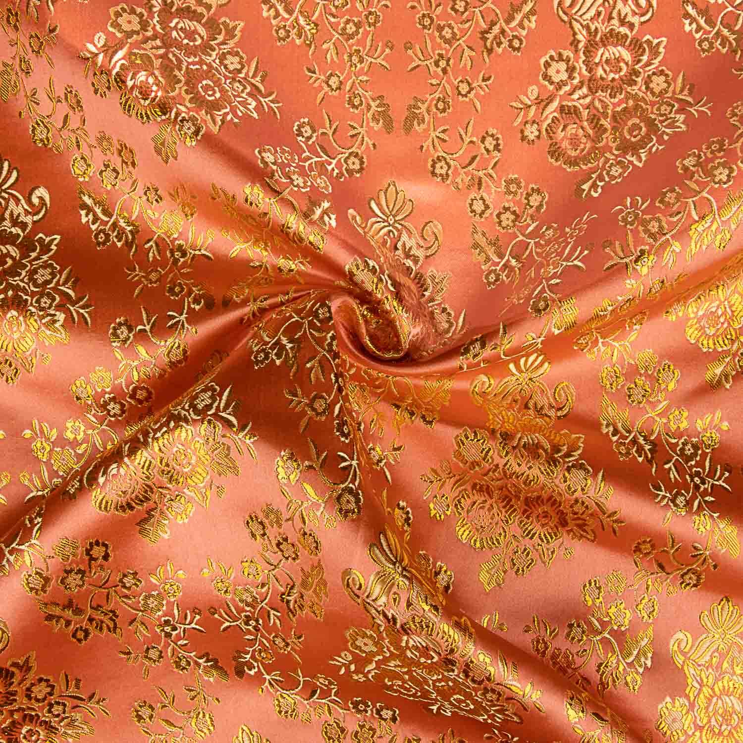 Jacquard Laranja Salmão com Lurex Dourado - Ribes y Casals