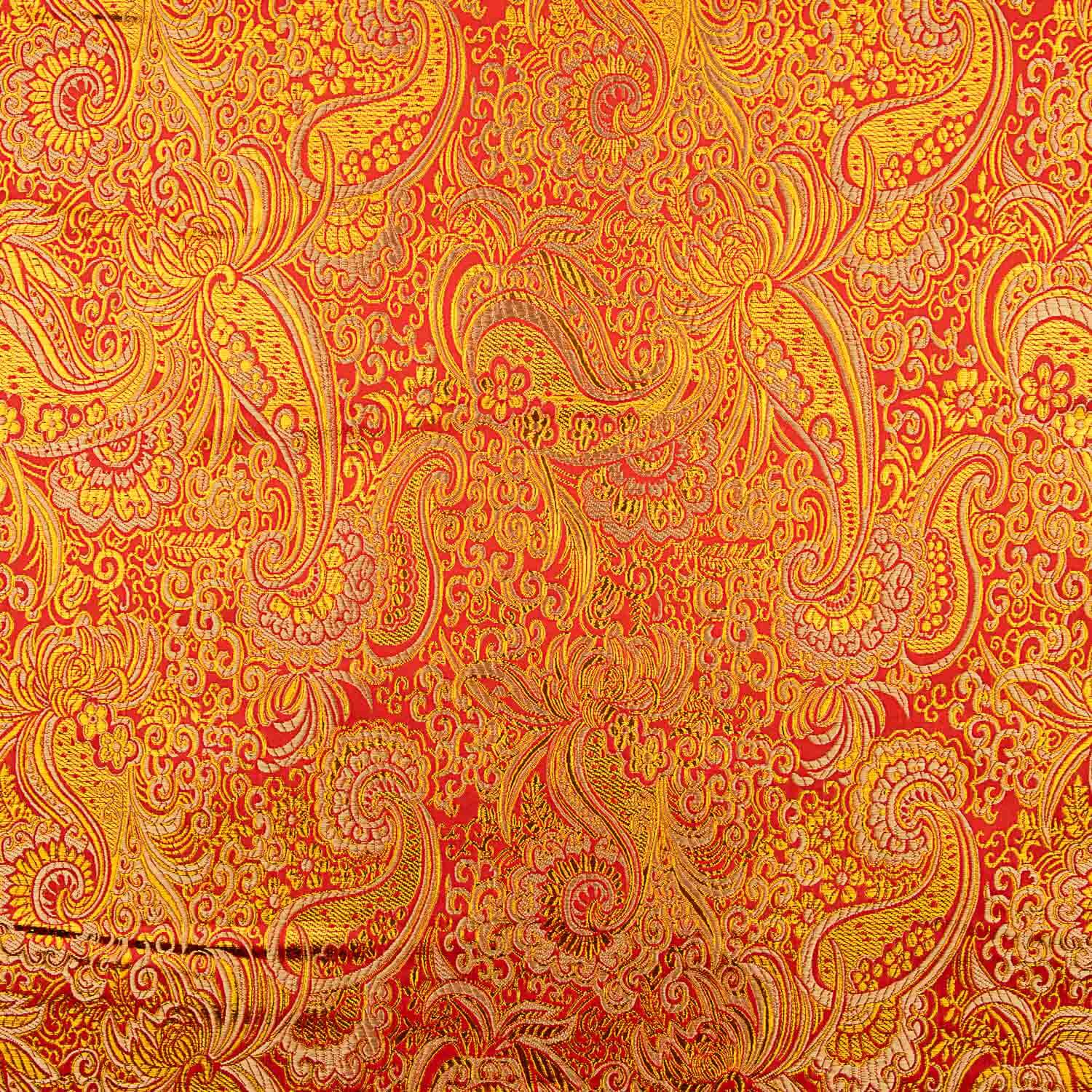 Jacquard Vermelho com Lurex Cachemire Dourado - Ribes y Casals