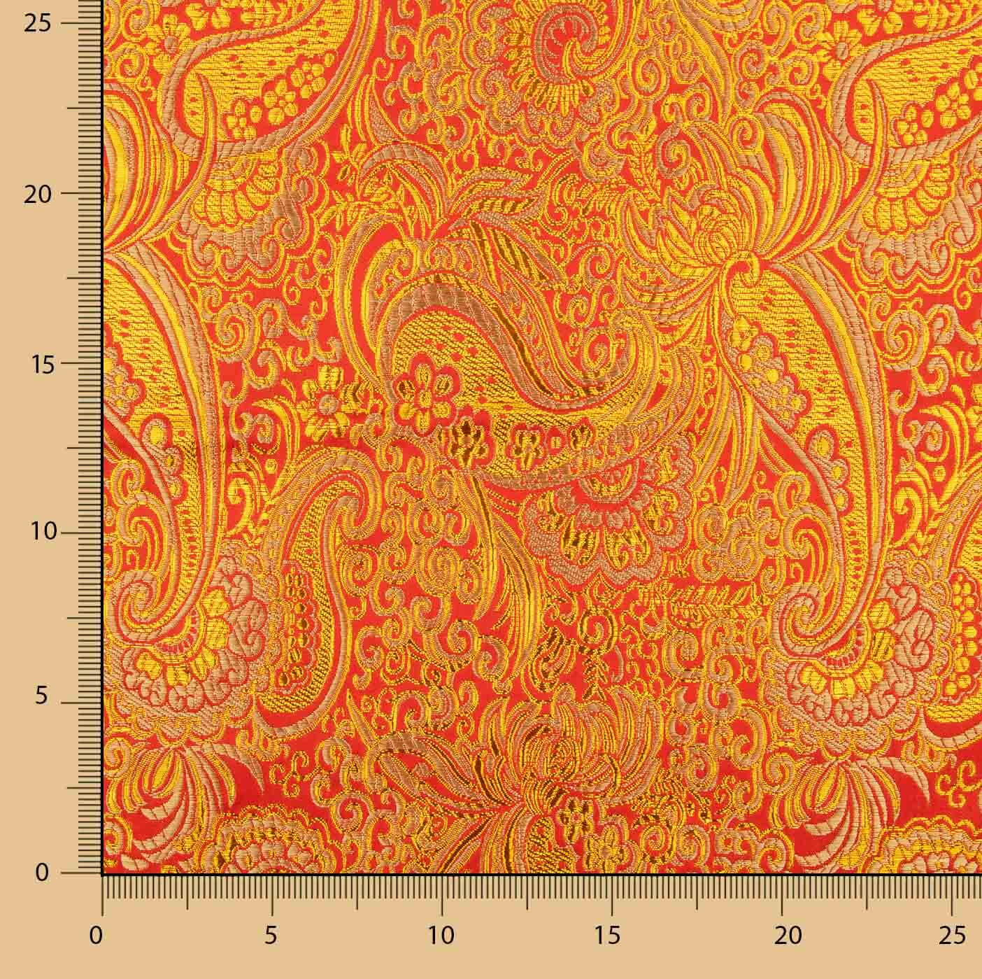 Jacquard Vermelho com Lurex Cachemire Dourado - Ribes y Casals