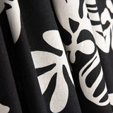Linho e Algodão com Estampado de Folhas a Preto e Branco - Ribes y Casals