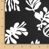 Linho e Algodão com Estampado de Folhas a Preto e Branco - Ribes y Casals