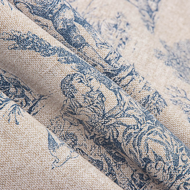Lona estampada com cenas campestres, azul - Ribes y Casals