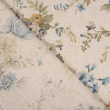 Lona estampada com flores azuis e mostarda - Ribes y Casals