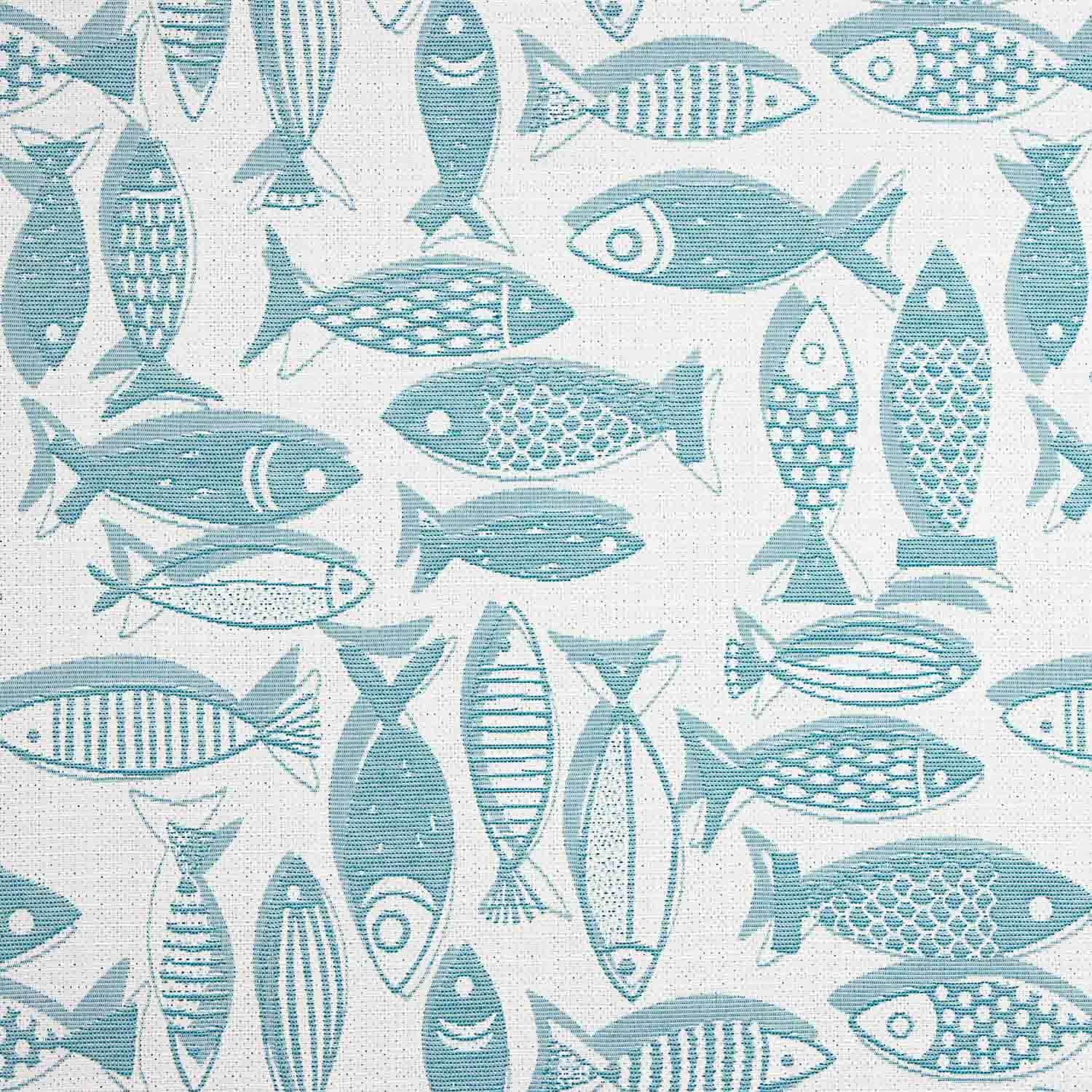 Lona Jacquard Peixes Azul Turquesa - Ribes y Casals
