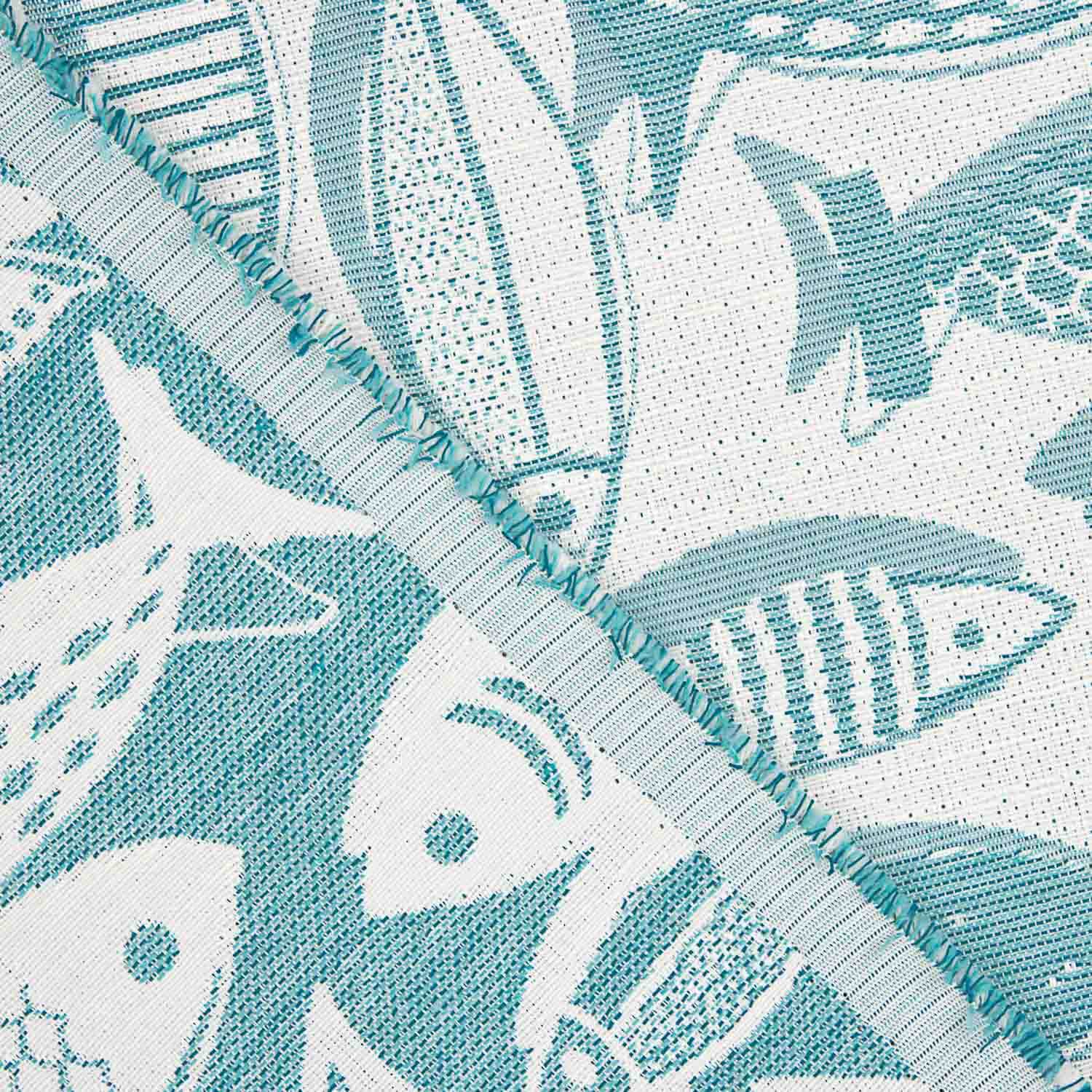 Lona Jacquard Peixes Azul Turquesa - Ribes y Casals
