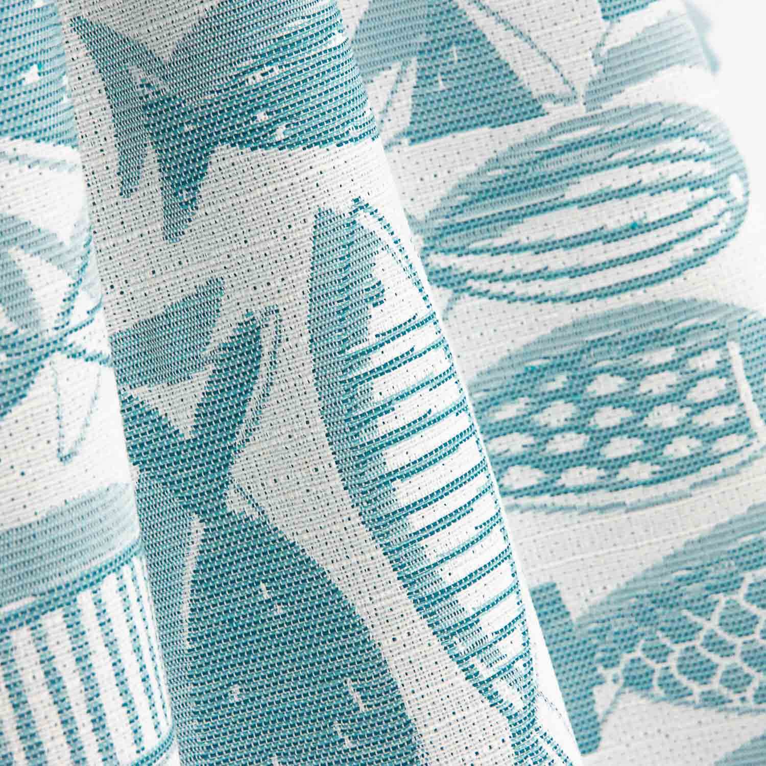 Lona Jacquard Peixes Azul Turquesa - Ribes y Casals