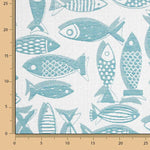 Lona Jacquard Peixes Azul Turquesa - Ribes y Casals