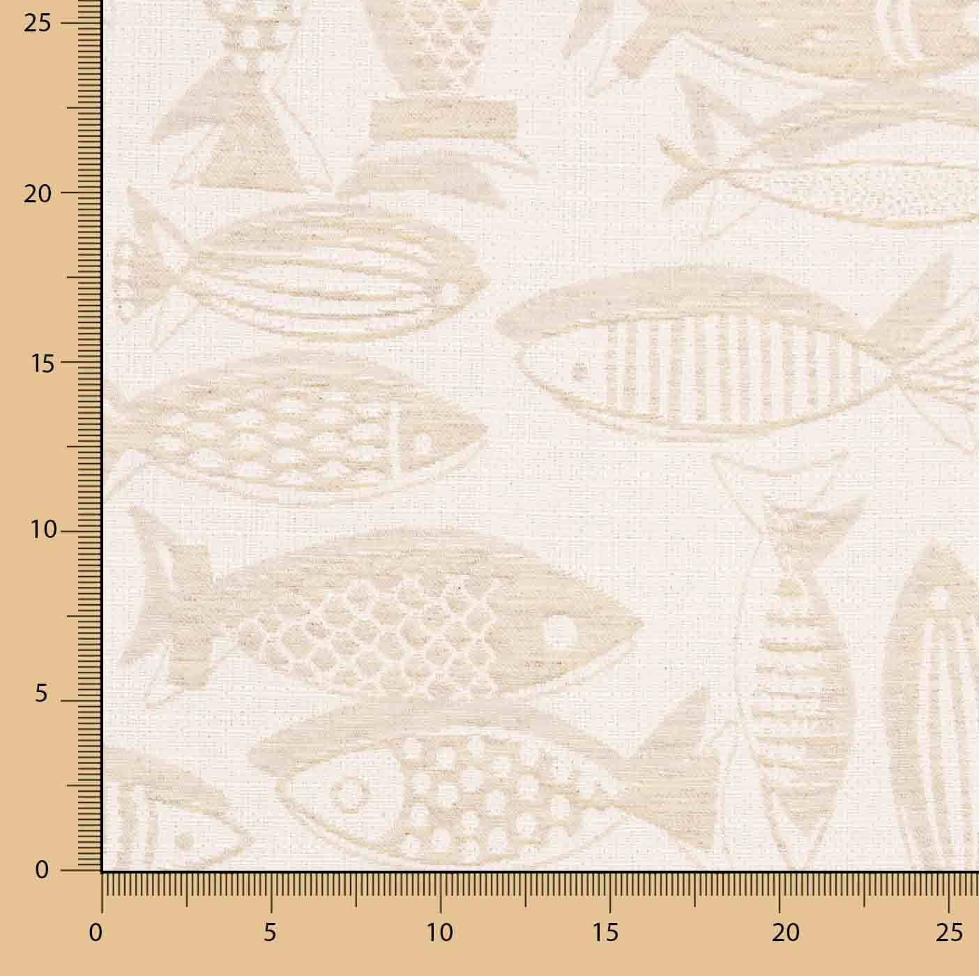 Lona Jacquard Peixes Bege - Ribes y Casals