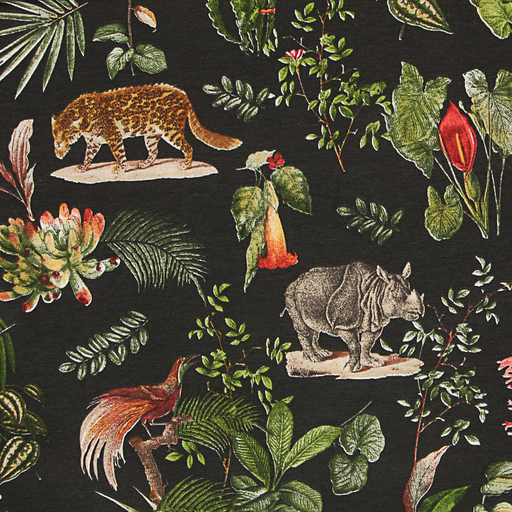 Loneta estampada «Selva Tropical Negra» - Ribes y Casals