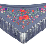 Xaile de flamenca azul denim bordado - Ribes y Casals