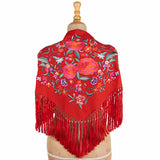 Xaile de flamenca vermelho bordado - Ribes y Casals