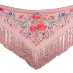 Xaile de flamenca rosa ruibarbo bordado - Ribes y Casals