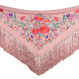 Xaile de flamenca rosa ruibarbo bordado - Ribes y Casals