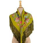 Xaile de flamenca verde azeite bordado - Ribes y Casals