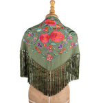 Xaile Flamenca Verde Cádico Bordado - Ribes y Casals
