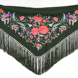 Xaile de flamenca verde escuro bordado - Ribes y Casals