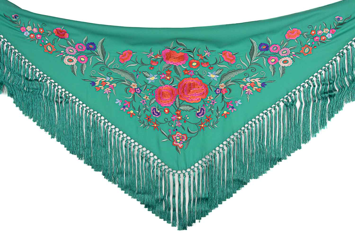 Xaile de flamenca verde bordado - Ribes y Casals