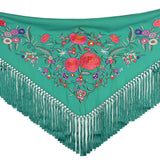 Xaile de flamenca verde bordado - Ribes y Casals