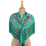 Xaile de flamenca verde bordado - Ribes y Casals