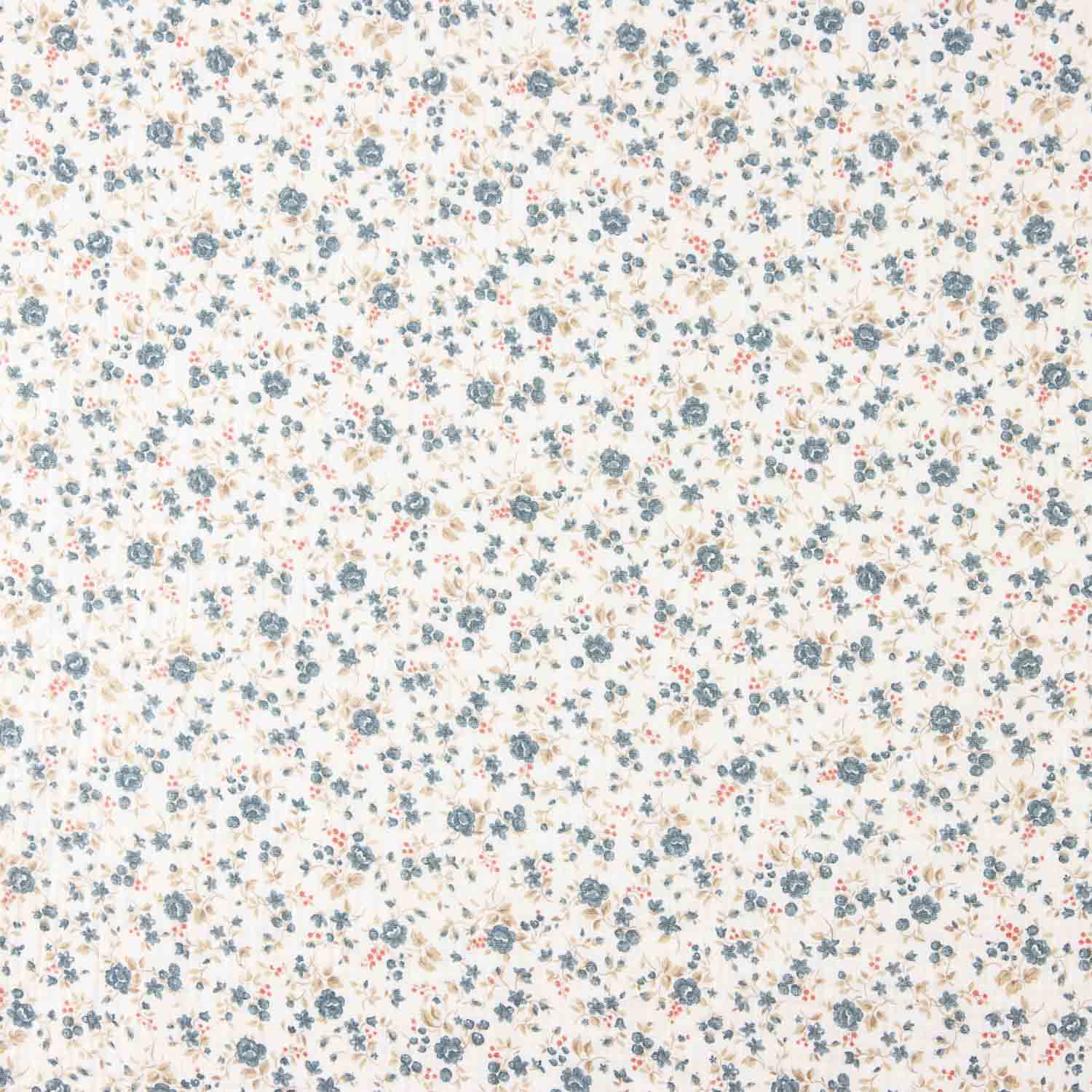 Muselina de algodão flor azul vintage - Ribes y Casals