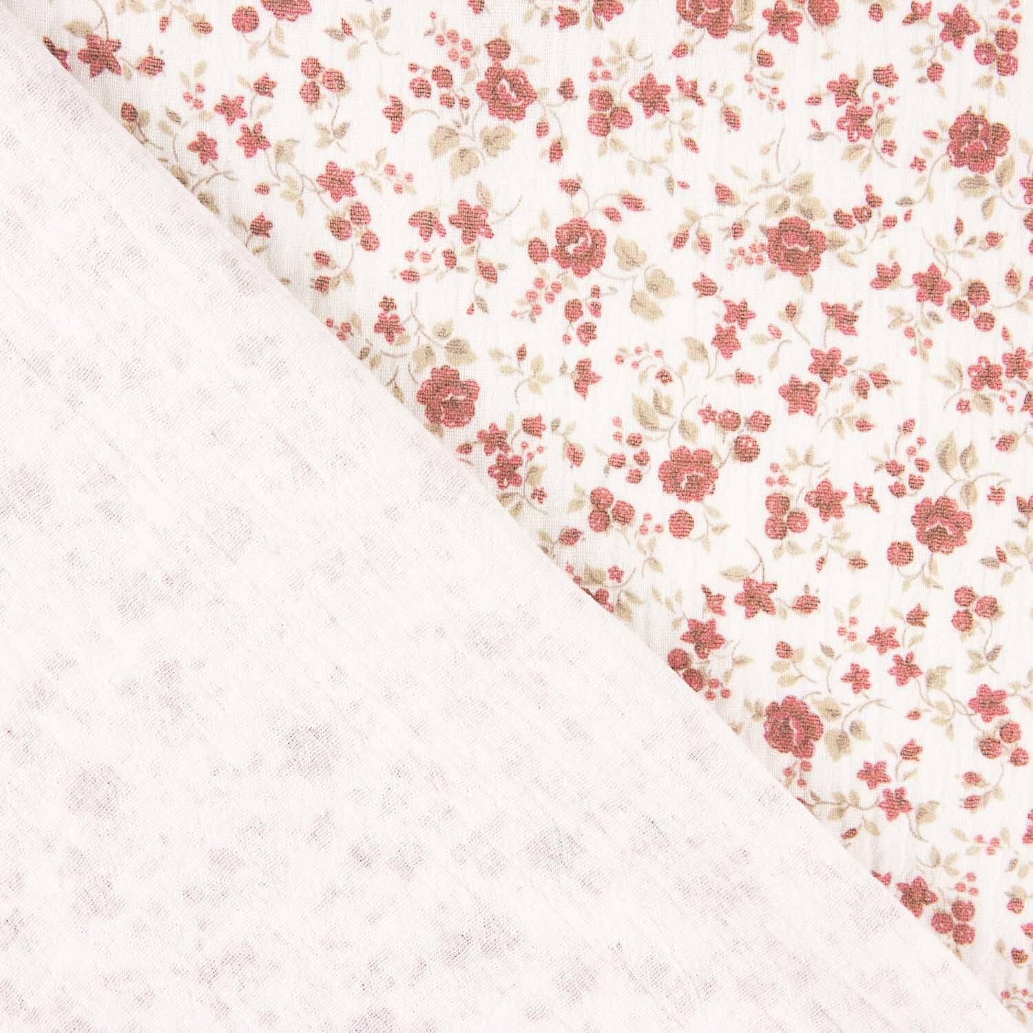 Muselina de algodão flor rosa vintage - Ribes y Casals