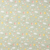Muselina de algodão nuvens e sóis pastel - Ribes y Casals