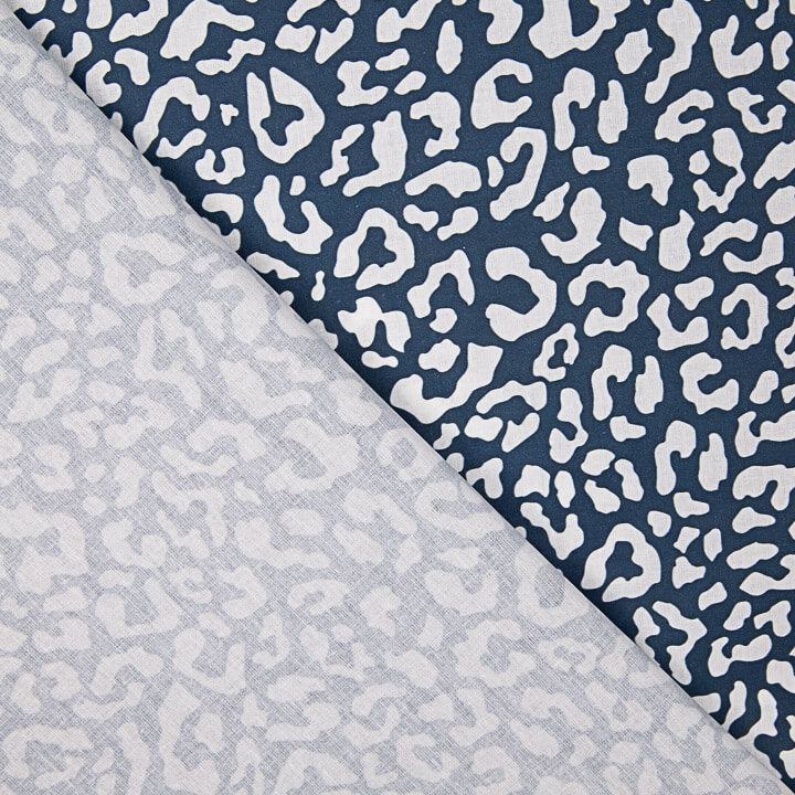 Percal estampado Nairobi azul-marinho e branco - Ribes y Casals