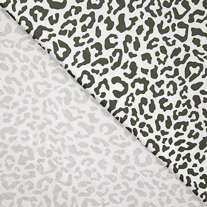 Percal estampado Nairobi verde escuro e branco - Ribes y Casals